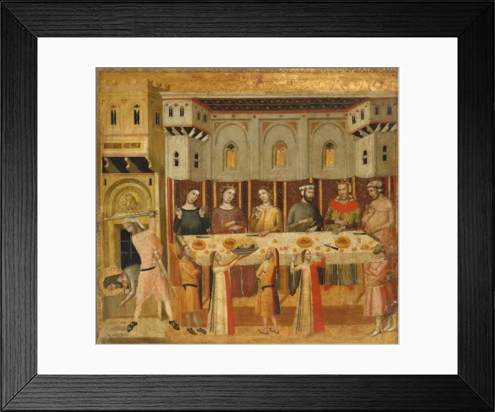 Framed Print : The Feast of Herod and the Beheading of the Baptist, ca. 1330-35. Creator: Giovanni Baronzio Framed Print : The Feast of Herod and the Beheading of the Baptist, ca. 1330-35. Creator: Giovanni Baronzio