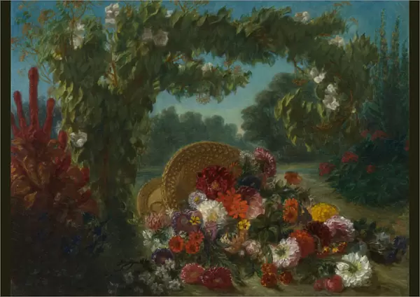 Basket of Flowers, 1848-49. Creator: Eugene Delacroix