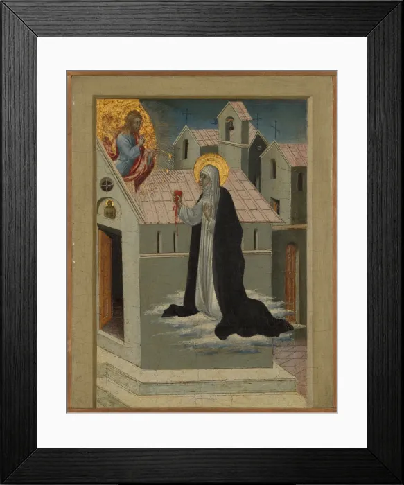 Framed Print : Saint Catherine of Siena Exchanging Her Heart with Christ. Creator: Giovanni di Paolo Framed Print : Saint Catherine of Siena Exchanging Her Heart with Christ. Creator: Giovanni di Paolo