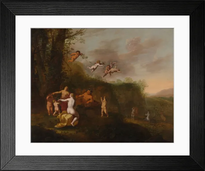 Framed Print : Bacchus and Nymphs in a Landscape, probably 1640s. Creator: Abraham van Cuylenborch Framed Print : Bacchus and Nymphs in a Landscape, probably 1640s. Creator: Abraham van Cuylenborch