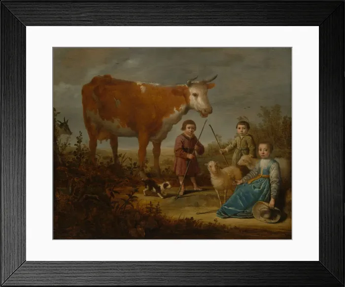 Framed Print : Children and a Cow, 1635-39. Creator: Aelbert Cuyp Framed Print : Children and a Cow, 1635-39. Creator: Aelbert Cuyp