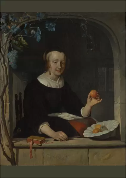 A Woman Seated at a Window, early 1660s. Creator: Gabriel Metsu
