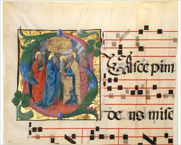 Manuscript Illumination with the Presentation in the Temple in an Initial S, 1450-60