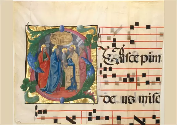 Manuscript Illumination with the Presentation in the Temple in an Initial S, 1450-60