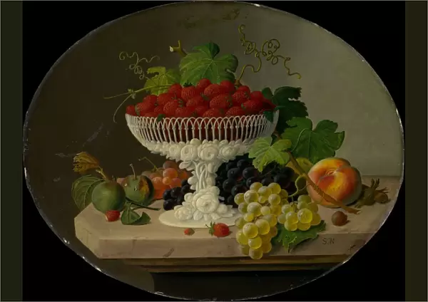 Still Life with Strawberries in a Compote, 1865-70. Creator: Severin Roesen