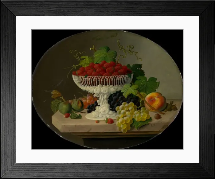 Framed Print : Still Life with Strawberries in a Compote, 1865-70. Creator: Severin Roesen Framed Print : Still Life with Strawberries in a Compote, 1865-70. Creator: Severin Roesen