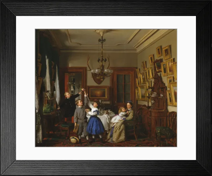 Framed Print : The Contest for the Bouquet: The Family of Robert Gordon in Their New York Dining-Room, 1866 Framed Print : The Contest for the Bouquet: The Family of Robert Gordon in Their New York Dining-Room, 1866