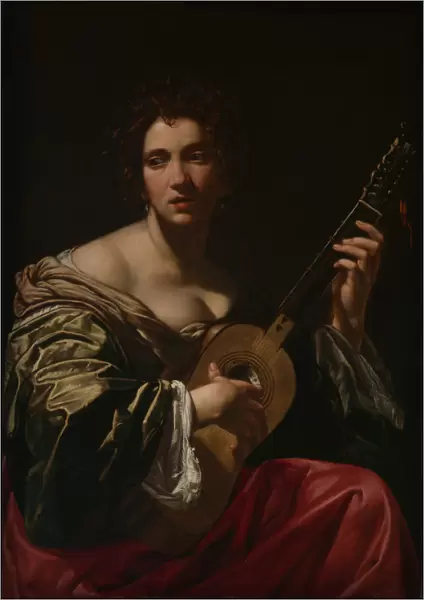 Woman Playing a Guitar, ca. 1618. Creator: Simon Vouet