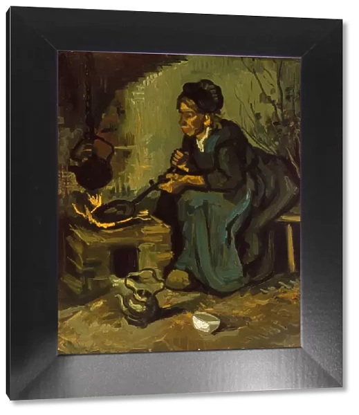 Peasant Woman Cooking by a Fireplace, 1885. Creator: Vincent van Gogh