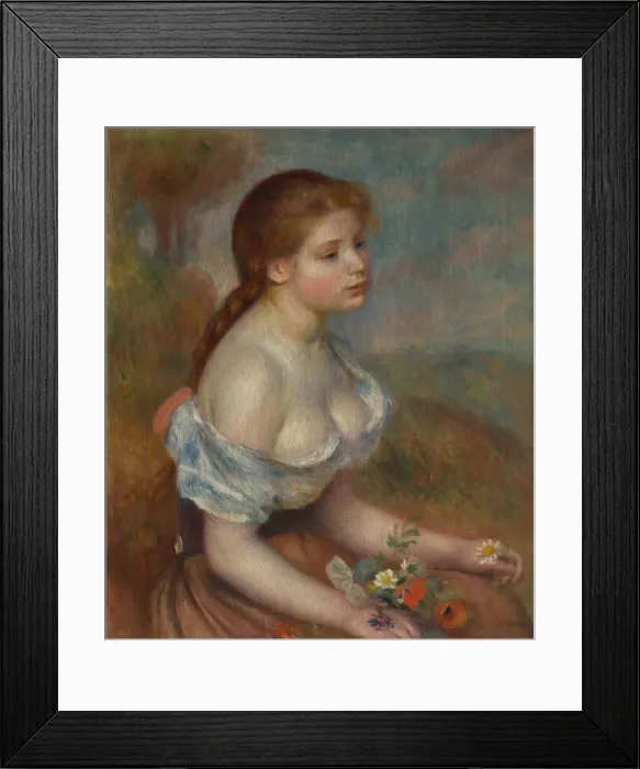 Framed Print : A Young Girl with Daisies, 1889. Creator: Pierre-Auguste Renoir Framed Print : A Young Girl with Daisies, 1889. Creator: Pierre-Auguste Renoir