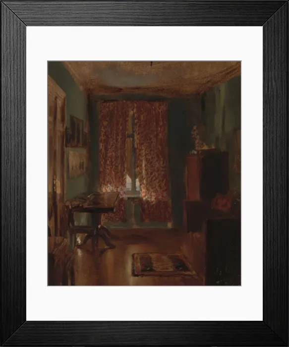 Framed Print : The Artists Sitting Room in Ritterstrasse, 1851. Creator: Adolph Menzel Framed Print : The Artists Sitting Room in Ritterstrasse, 1851. Creator: Adolph Menzel