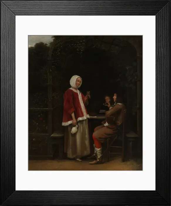 Framed Print : A Woman and Two Men in an Arbor, ca. 1657-58. Creator: Pieter de Hooch Framed Print : A Woman and Two Men in an Arbor, ca. 1657-58. Creator: Pieter de Hooch