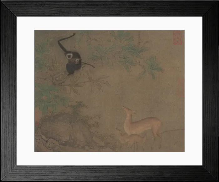 Framed Print : Gibbons and Deer. Creator: Unknown Framed Print : Gibbons and Deer. Creator: Unknown
