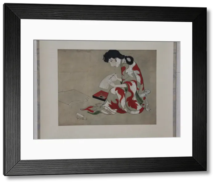 Framed Print : Beauty Writing a Letter (copy of a section of the Hikone Screen), 17th-18th century Framed Print : Beauty Writing a Letter (copy of a section of the Hikone Screen), 17th-18th century