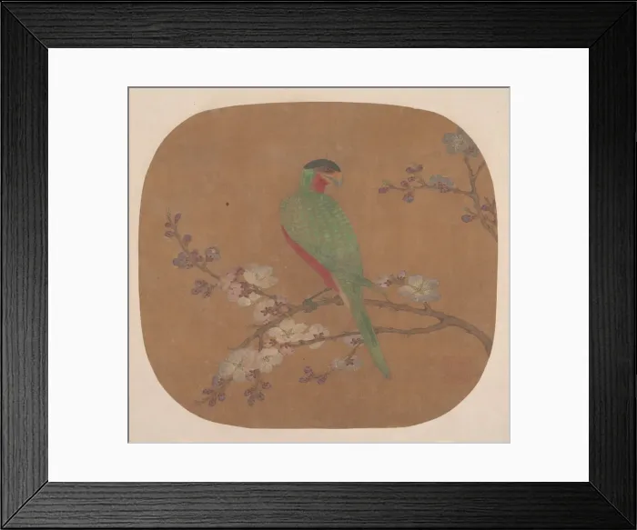 Framed Print : Parrot on Branch of Blossoming Tree. Creator: Unknown Framed Print : Parrot on Branch of Blossoming Tree. Creator: Unknown