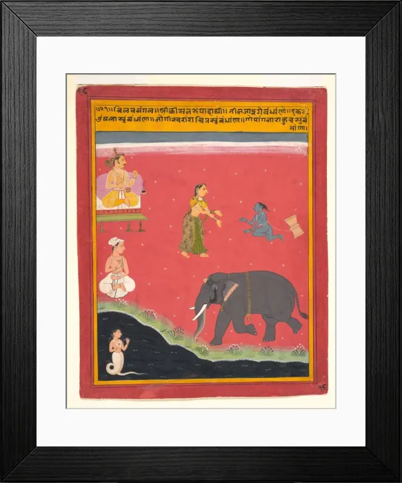 Framed Print : Krishnas Earthly Ties, Page from a Dispersed Bivamangalastava, 1695-1700. Creator: Unknown Framed Print : Krishnas Earthly Ties, Page from a Dispersed Bivamangalastava, 1695-1700. Creator: Unknown