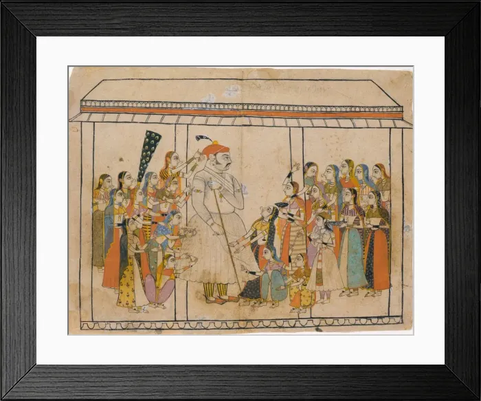 Framed Print : Maharaja Raj Singh Adored by His Ladies, ca. 1710-20. Creator: Unknown Framed Print : Maharaja Raj Singh Adored by His Ladies, ca. 1710-20. Creator: Unknown