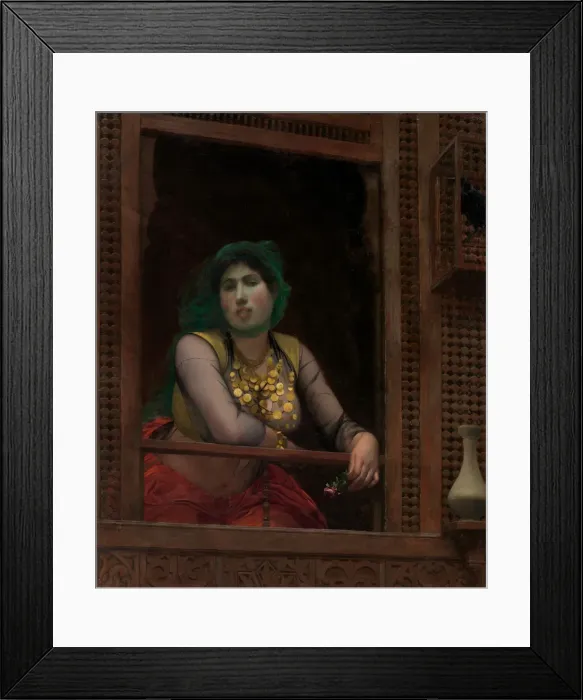 Framed Print : Woman at a Balcony, 1887-88. Creator: Jean-Leon Gerome Framed Print : Woman at a Balcony, 1887-88. Creator: Jean-Leon Gerome