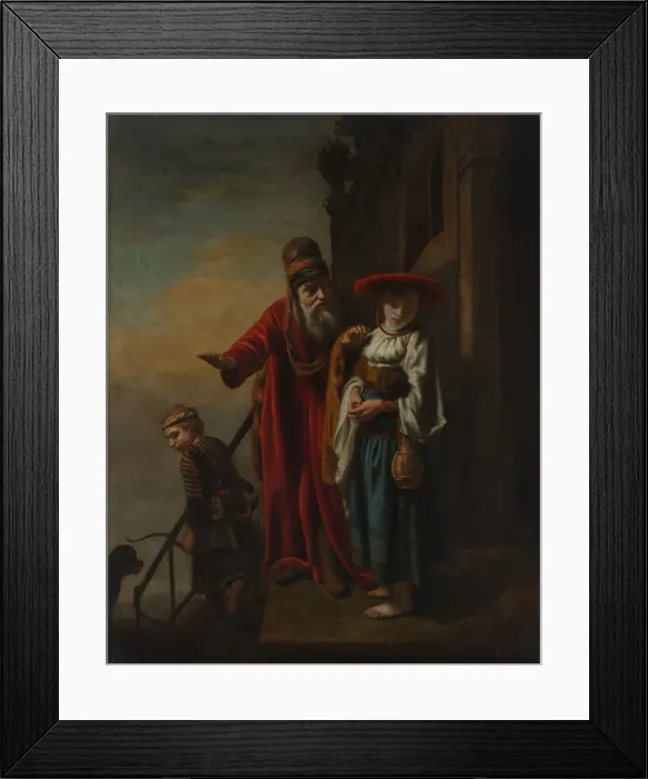 Framed Print : Abraham Dismissing Hagar and Ishmael, 1653. Creator: Nicolaes Maes