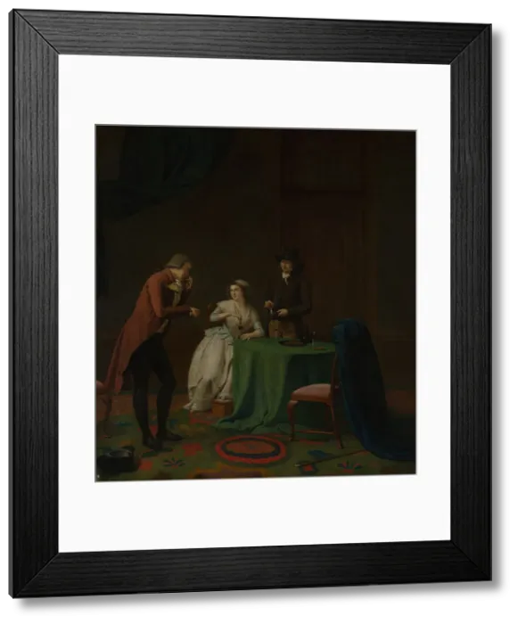 Framed Print : Conversation Piece (The Sense of Smell), probably 1791. Creator: Jan Ekels the Younger Framed Print : Conversation Piece (The Sense of Smell), probably 1791. Creator: Jan Ekels the Younger