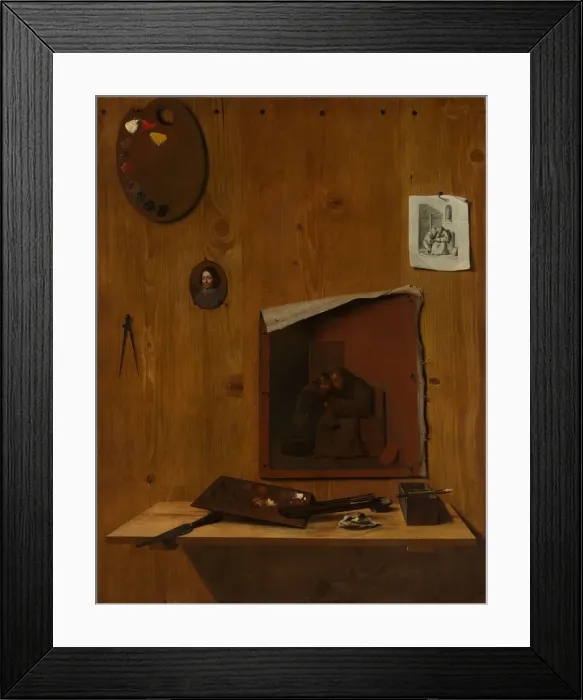 Framed Print : Trompe l oeil with Palettes and Miniature. Creator: Attributed to Jean Francois de Le Motte Framed Print : Trompe l oeil with Palettes and Miniature. Creator: Attributed to Jean Francois de Le Motte