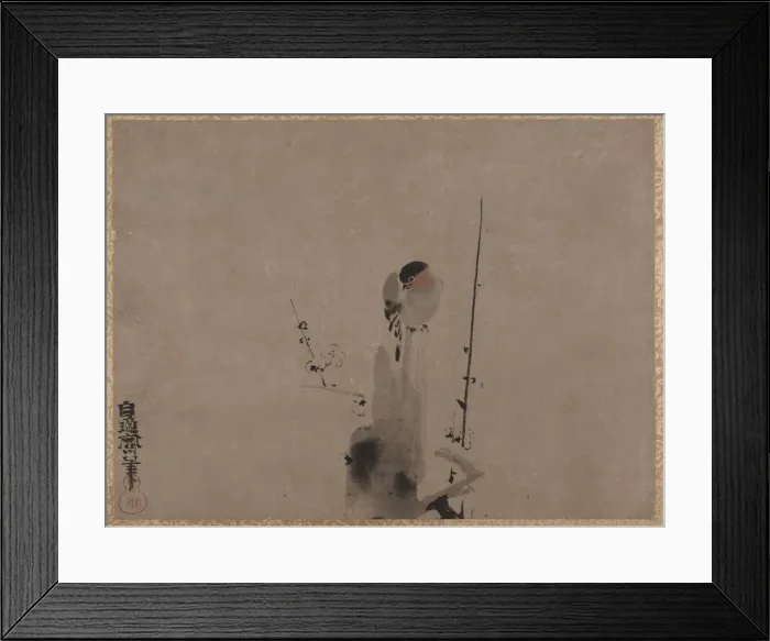 Framed Print : Bird on a Plum Tree. Creator: Kano Naonobu Framed Print : Bird on a Plum Tree. Creator: Kano Naonobu
