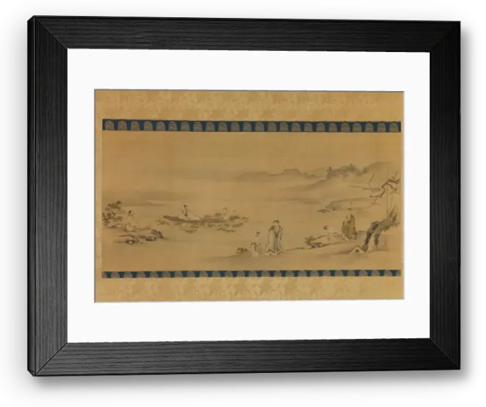 Framed Print : Four Admirers, late 17th-early 18th century. Creator: Kano Yoboku Tsunenobu Framed Print : Four Admirers, late 17th-early 18th century. Creator: Kano Yoboku Tsunenobu