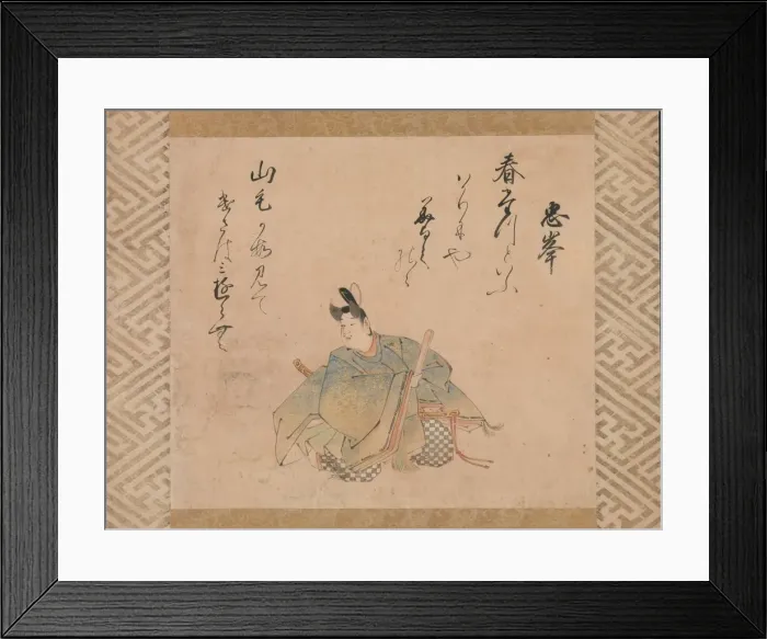 Framed Print : The Poet Mibu no Tadamine, from a set of album leaves... early 17th century. Creator Framed Print : The Poet Mibu no Tadamine, from a set of album leaves... early 17th century. Creator