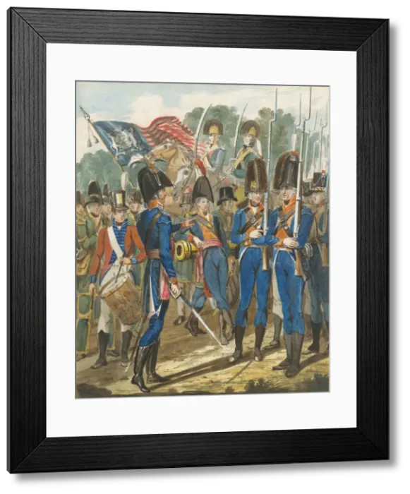 Framed Print : Members of the City Troop and Other Philadelphia Soldiery, 1811-ca. 1813. Creator Framed Print : Members of the City Troop and Other Philadelphia Soldiery, 1811-ca. 1813. Creator