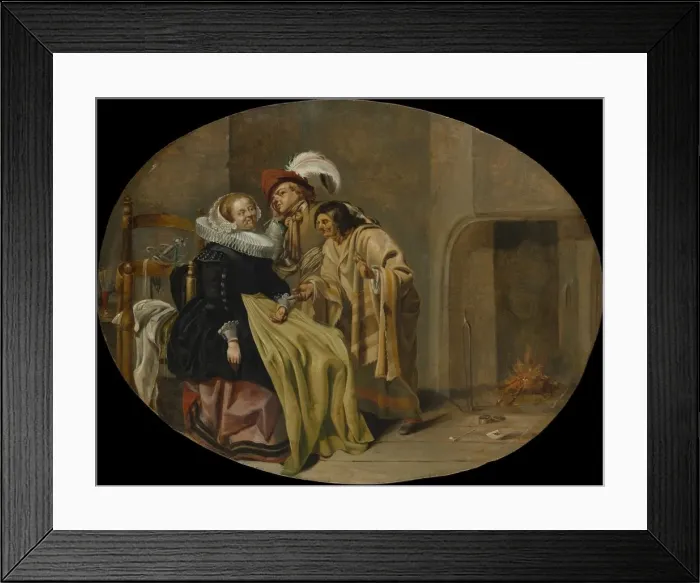 Framed Print : A Couple in an Interior with a Gypsy Fortune-Teller, ca. 1632-33. Creator: Jacob Duck Framed Print : A Couple in an Interior with a Gypsy Fortune-Teller, ca. 1632-33. Creator: Jacob Duck