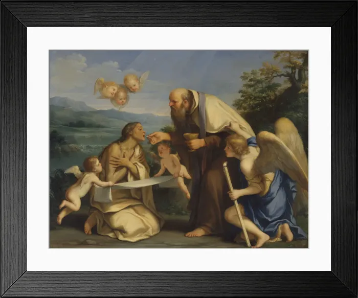 Framed Print : The Last Communion of Saint Mary of Egypt, 1680. Creator: Marc Antonio Franceschini Framed Print : The Last Communion of Saint Mary of Egypt, 1680. Creator: Marc Antonio Franceschini