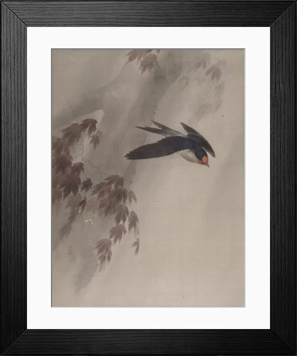 Framed Print : A Swallow in the Rain, ca. 1891-92. Creator: Okada Baison Framed Print : A Swallow in the Rain, ca. 1891-92. Creator: Okada Baison