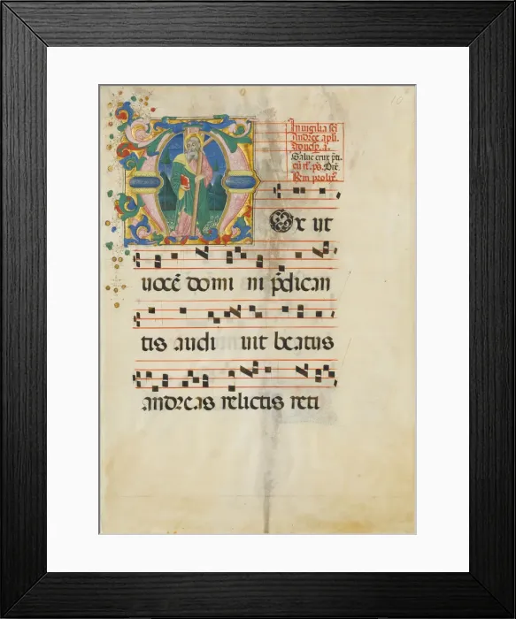 Framed Print : Manuscript Leaf with the Feast of Saint Andrew in an Initial M... second half 15th century Framed Print : Manuscript Leaf with the Feast of Saint Andrew in an Initial M... second half 15th century