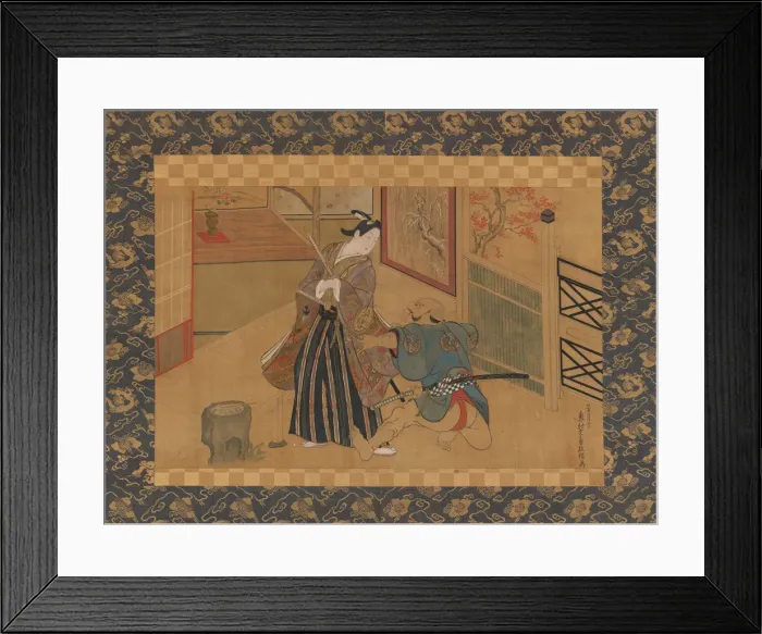 Framed Print : Kabuki Play Kusazuribiki from the Tales of Soga (Soga monogatari), 18th century. Creator Framed Print : Kabuki Play Kusazuribiki from the Tales of Soga (Soga monogatari), 18th century. Creator