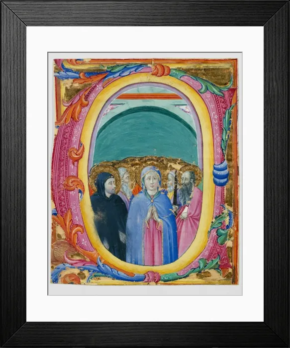 Framed Print : All Saints in an Initial E or O, ca. 1430-40. Creator: Master of the Osservanza Triptych Framed Print : All Saints in an Initial E or O, ca. 1430-40. Creator: Master of the Osservanza Triptych