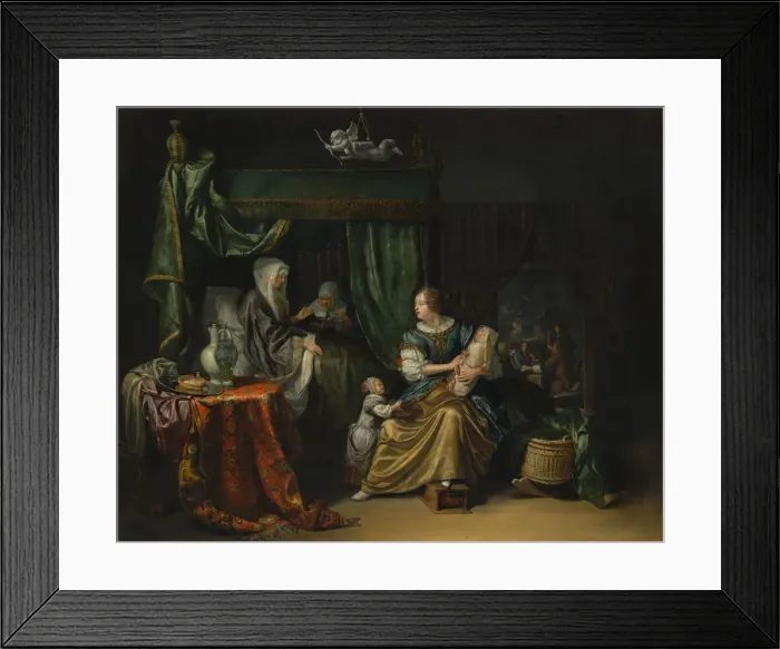 Framed Print : The Newborn Baby, 1675. Creator: Matthys Naiveu Framed Print : The Newborn Baby, 1675. Creator: Matthys Naiveu