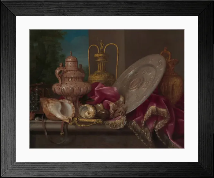 Framed Print : Still Life with Silver and Gold Plate, Shells, and a Sword, fourth quarter 17th century Framed Print : Still Life with Silver and Gold Plate, Shells, and a Sword, fourth quarter 17th century