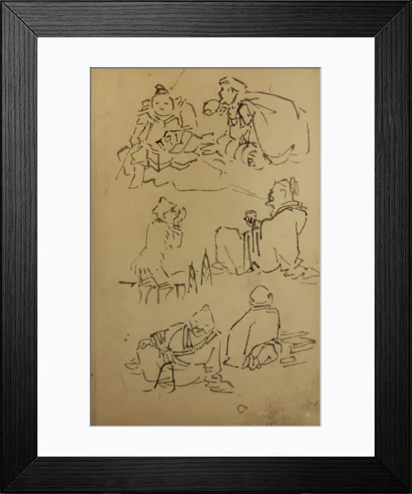 Framed Print : Sketches of East Asian Legendary Figures, late 19th century. Creator: Kawanabe Kyosai Framed Print : Sketches of East Asian Legendary Figures, late 19th century. Creator: Kawanabe Kyosai