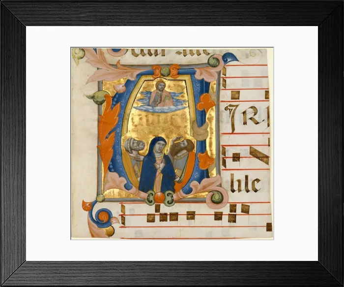 Framed Print : Ascension in an Initial V, ca. 1342-50. Creator: Niccolo di ser Sozzo Framed Print : Ascension in an Initial V, ca. 1342-50. Creator: Niccolo di ser Sozzo
