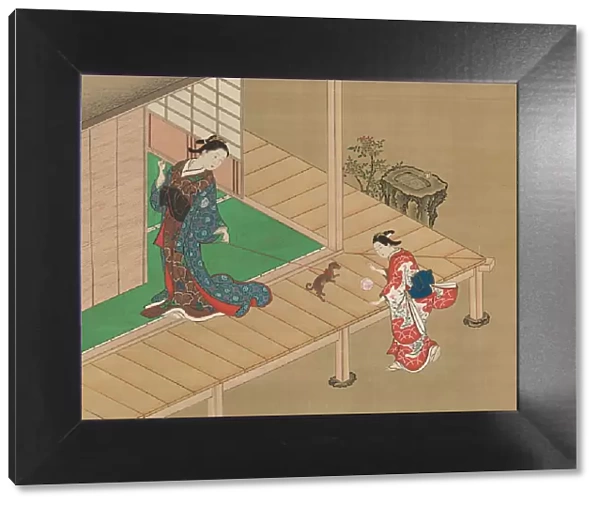 Courtesan and Attendant Playing with a Dog, ca. 1716-1736. Creator: Nishikawa Sukenobu