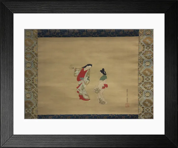 Framed Print : Woman and Attendant, 18th century. Creator: Nishikawa Sukenobu Framed Print : Woman and Attendant, 18th century. Creator: Nishikawa Sukenobu