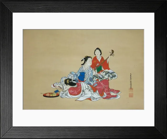Framed Print : Three Beauties, 18th century. Creator: Nishikawa Sukenobu Framed Print : Three Beauties, 18th century. Creator: Nishikawa Sukenobu