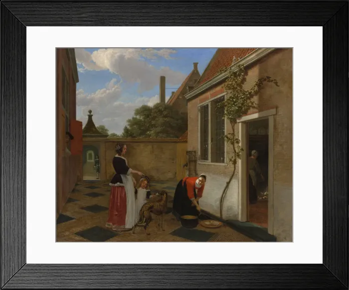 Framed Print : Scene in a Courtyard, early 1660s. Creator: Ludolf de Jongh Framed Print : Scene in a Courtyard, early 1660s. Creator: Ludolf de Jongh