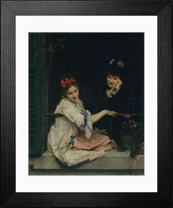 Framed Print : Girls at a Window, ca. 1875. Creator: Raimundo de Madrazo y Garreta