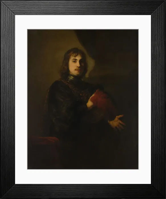 Framed Print : Portrait of a Man with a Breastplate and Plumed Hat. Creator: Style of Rembrandt (Dutch Framed Print : Portrait of a Man with a Breastplate and Plumed Hat. Creator: Style of Rembrandt (Dutch