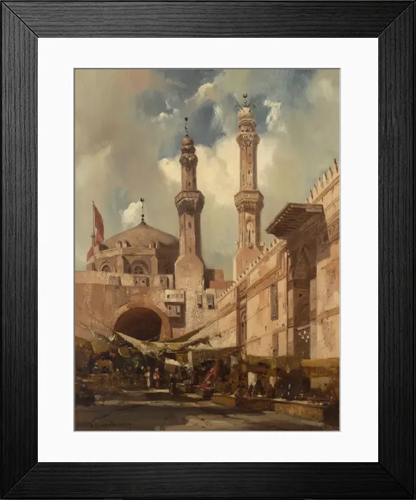 Framed Print : A Cairo Bazaar, 1839. Creator: Adrien Dauzats Framed Print : A Cairo Bazaar, 1839. Creator: Adrien Dauzats