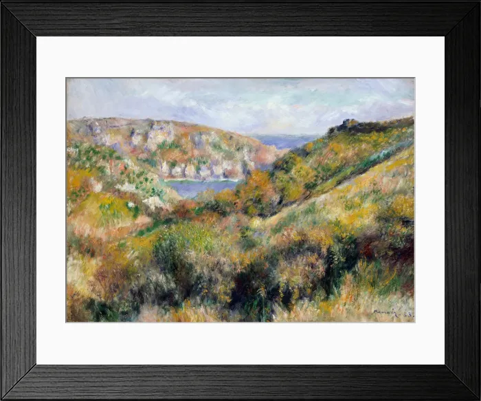 Framed Print : Hills around the Bay of Moulin Huet, Guernsey, 1883. Creator: Pierre-Auguste Renoir Framed Print : Hills around the Bay of Moulin Huet, Guernsey, 1883. Creator: Pierre-Auguste Renoir