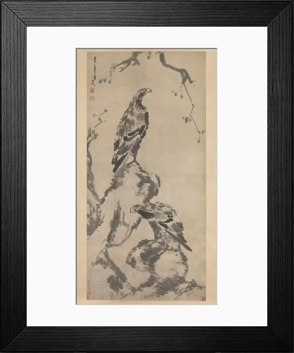 Framed Print : Two eagles, dated 1702. Creator: Bada Shanren Framed Print : Two eagles, dated 1702. Creator: Bada Shanren