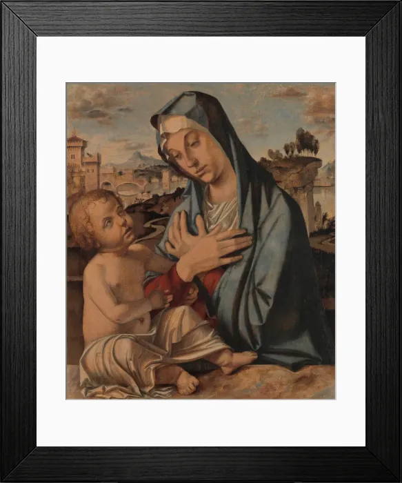 Framed Print : Madonna Adoring the Child. Creator: Bartolomeo Montagna