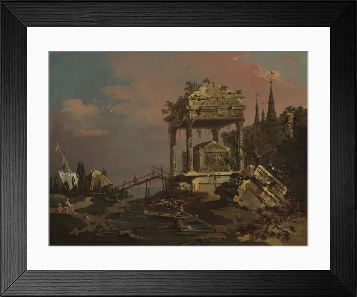 Framed Print : Imaginary View with a Tomb by the Lagoon, early 1740s. Creator: Canaletto Framed Print : Imaginary View with a Tomb by the Lagoon, early 1740s. Creator: Canaletto